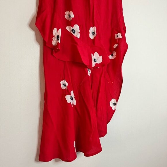 Bardot Red Floral Asymmetrical Ruffle Wrap Skirt Women’s Size 6 - Picture 15 of 15